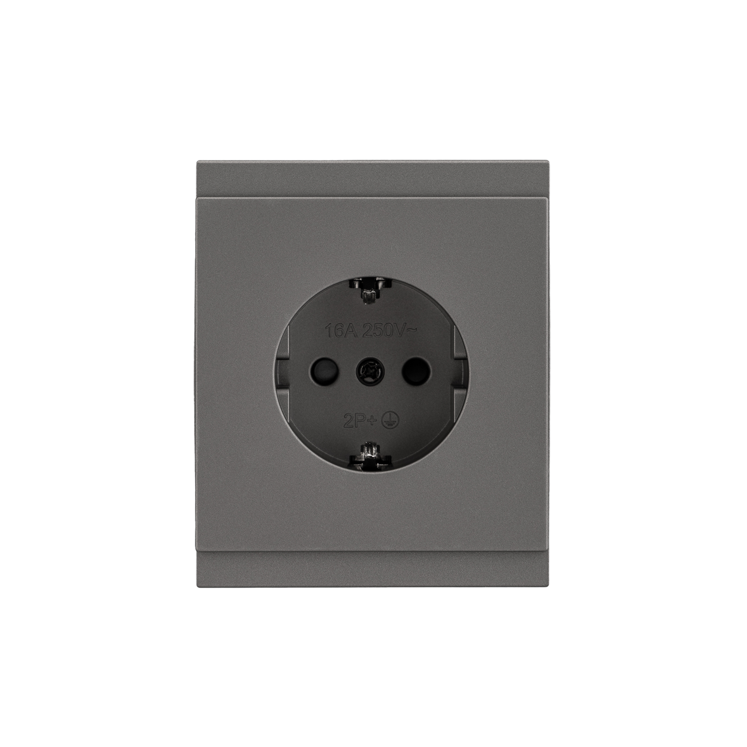 Розетка 1-ая с заземлением и шторками 16А, графит