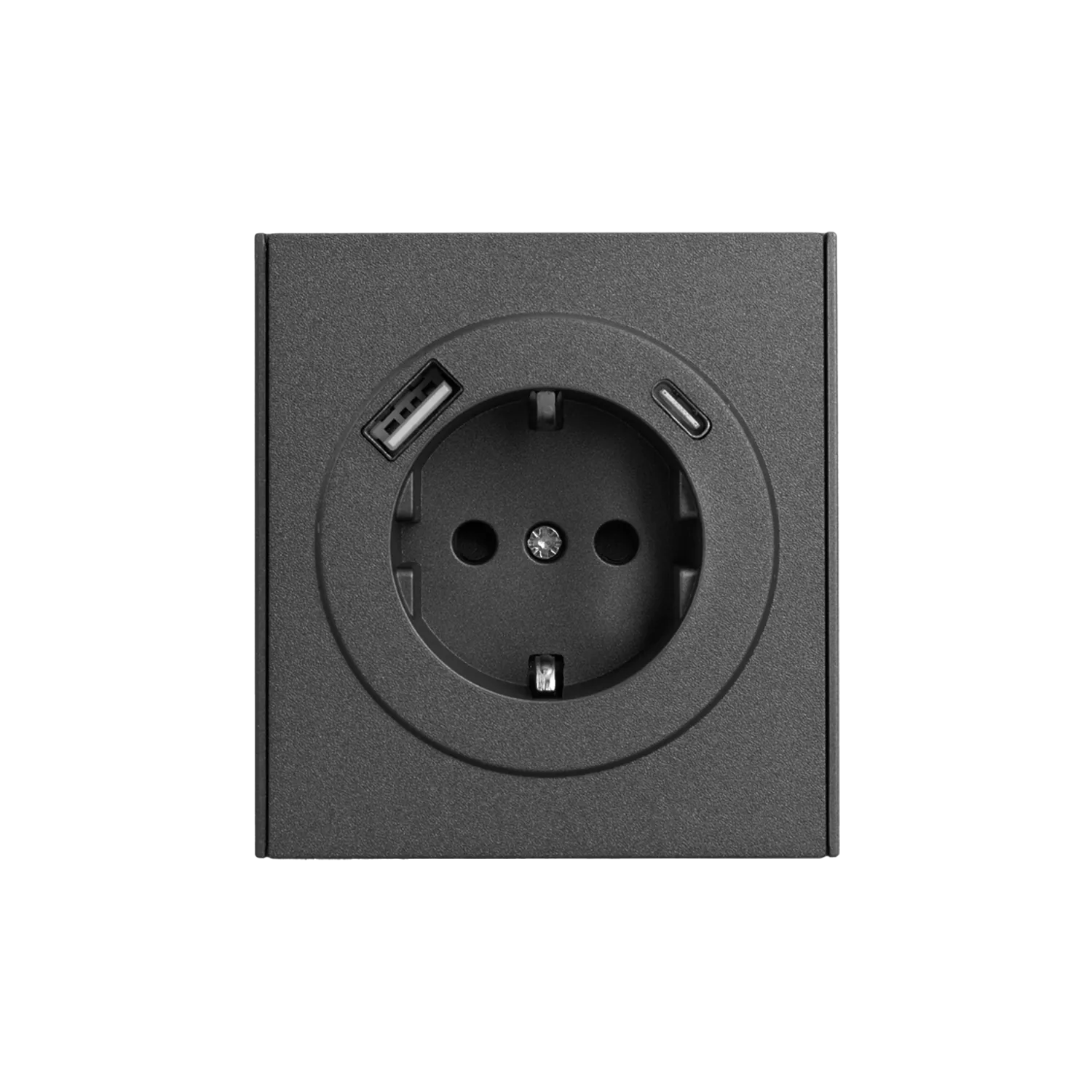 Розетка STRONG 1-ая с/з с/у з/ш 16А с USB A+C быстрой зарядки 5В/3А графит KRANZ